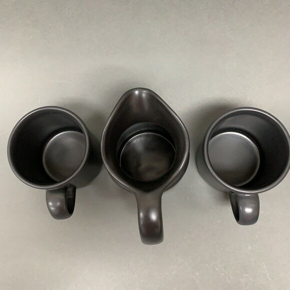 Pfaltzgraff Midnight Sun Black Creamer and 2 Cups Lot of 3 - Picture 5 of 8